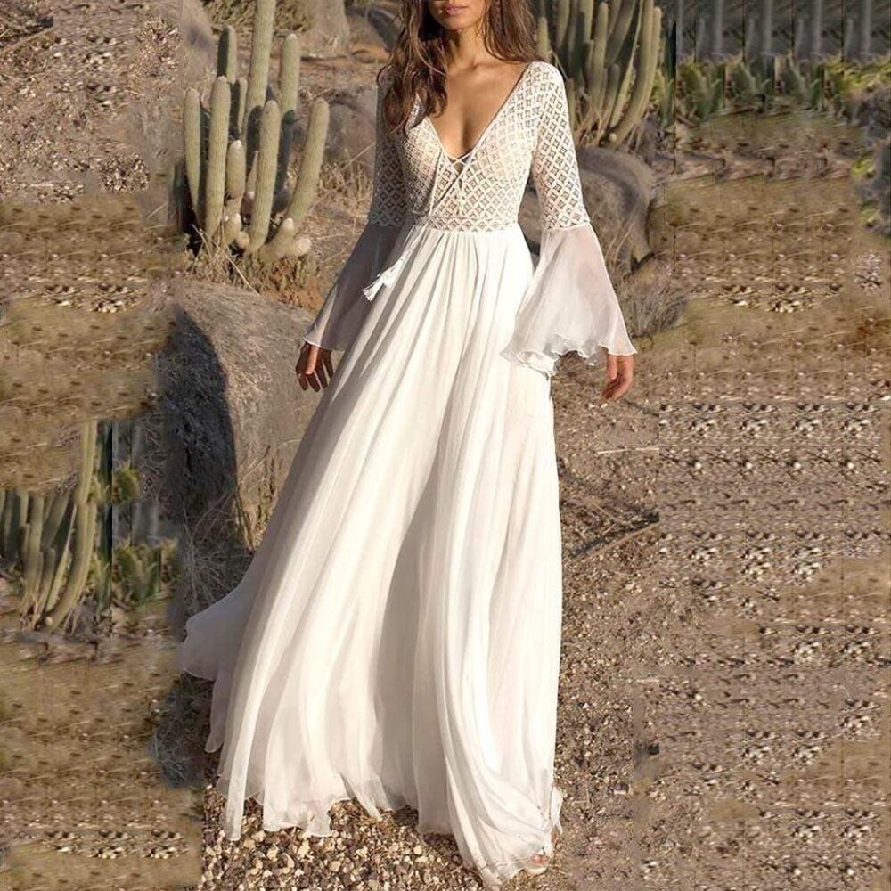 Boho White Lace Dress